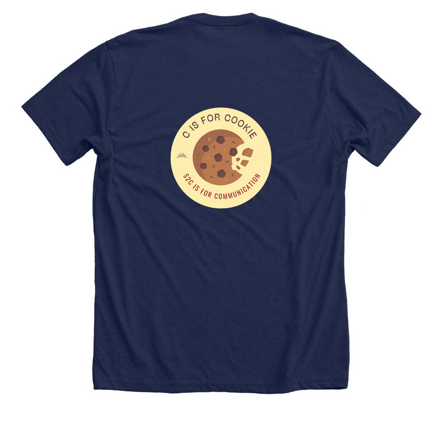 C is for Cookie T-Shirt, a Solid Navy Blend Premium Unisex Tee (back-view)