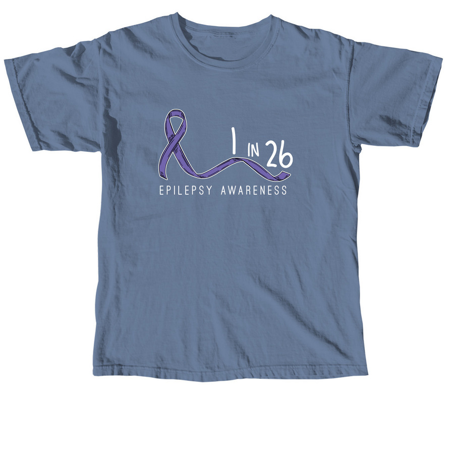 1 in 26 Epilepsy Awareness Ribbon, a Blue Jean Comfort Colors Unisex Tee