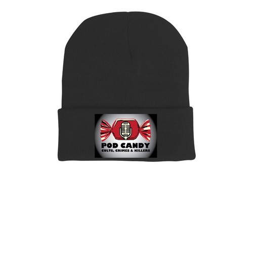 Pod Candy Podcast, a Black Printed Cuffed Beanie