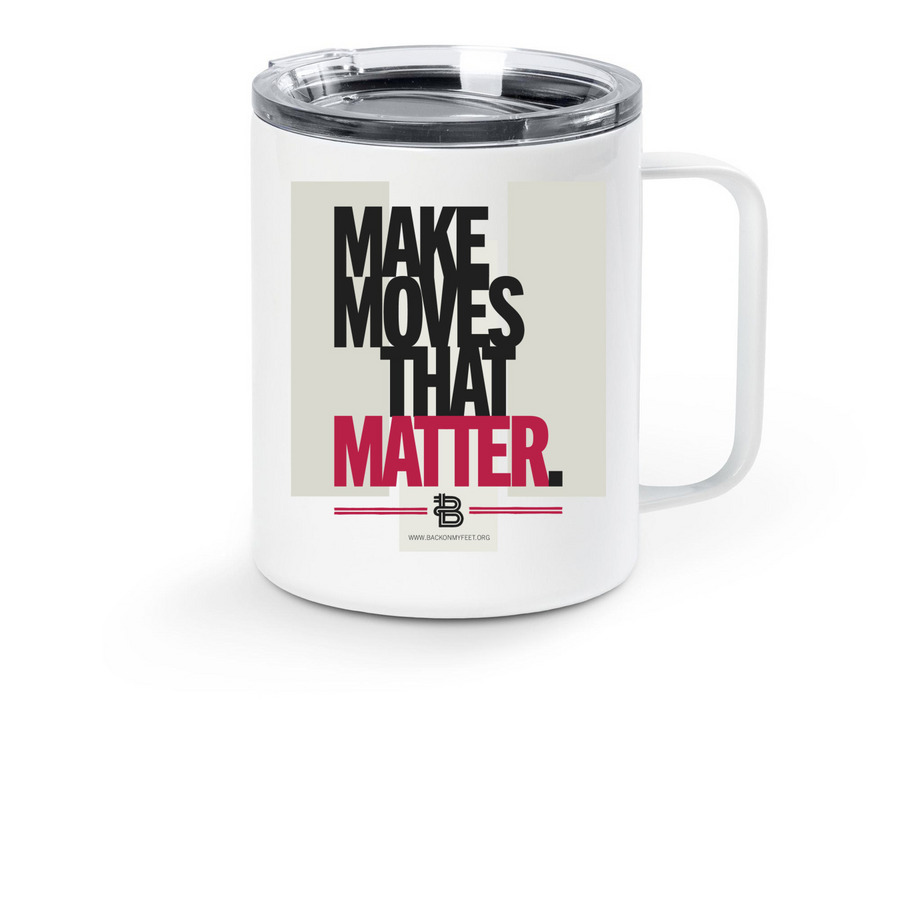 BoMF Brand Travel Mug, a White Stainless Steel Travel Mug