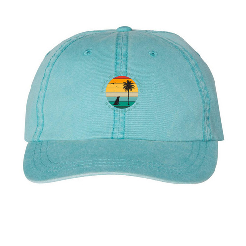 FIDO Sunset Hats, a Aqua Printed Pigment Dye Baseball Cap