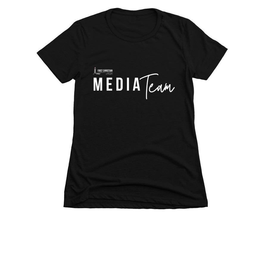 Media Team Wear, a Black Women's Slim Fit Tee