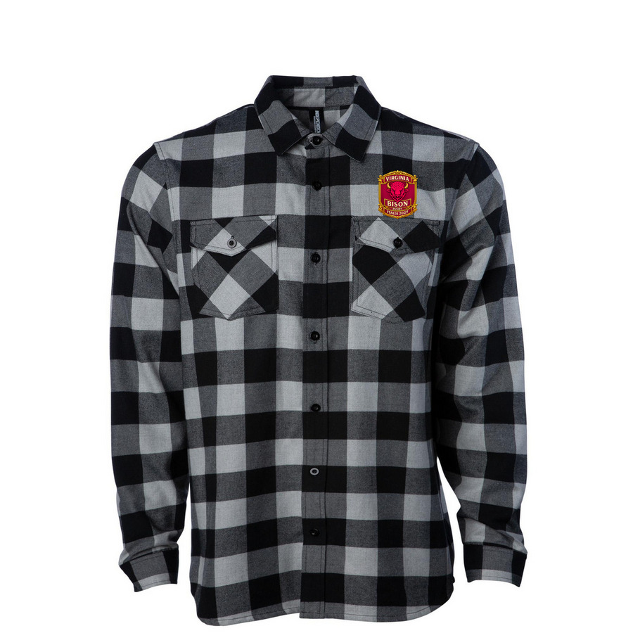 Rugged Bison Rugby Italia, a Grey Heather/ Black Unisex Flannel Shirt