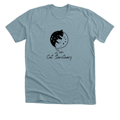 Zen Cat Sanctuary Classic Logo Tee, a Heather Blue Lagoon Premium Unisex Tee