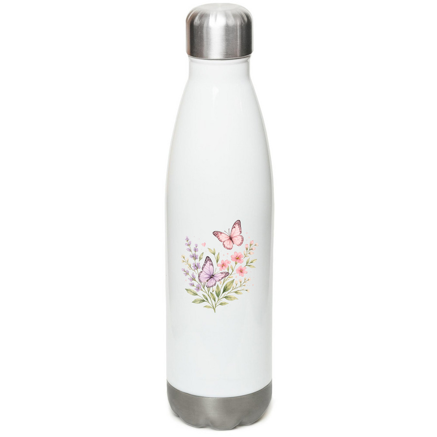 MARK 10:45, a White Stainless Steel Water Bottle (back-view)