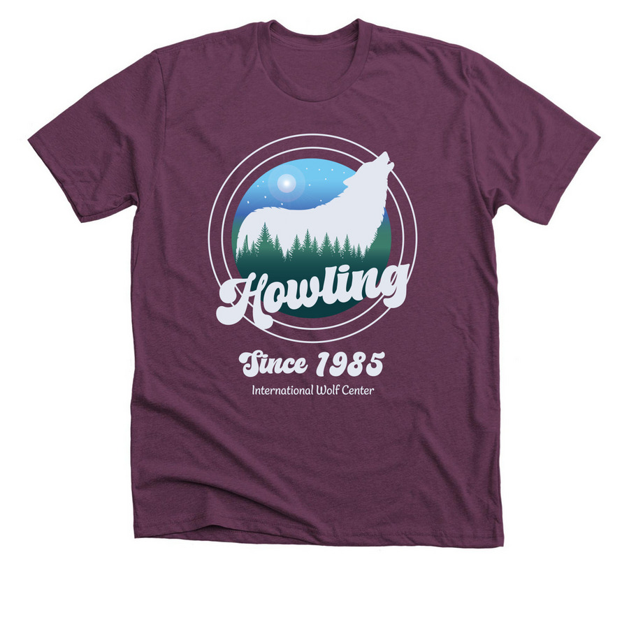 Moonlit Howl Tee - Color Option 2, a Heather Maroon Premium Unisex Tee