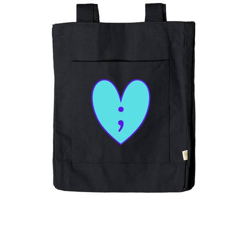 Teal Semicolon Heart Tote Bag, a Black Reclaimist Everywhere Tote Bag