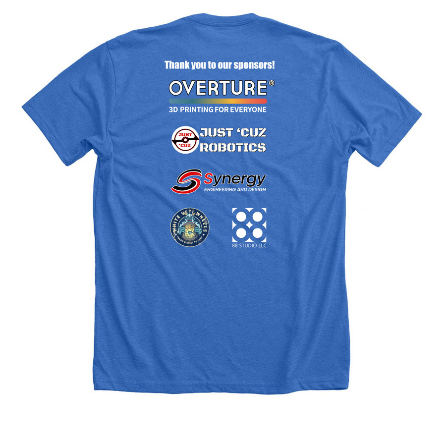 Pandamonium 2026 Sponsor, a Heather True Royal Premium Unisex Tee (back-view)