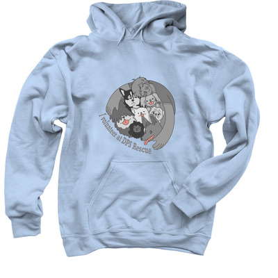 "I Volunteer At DPS" Hug Shirts and Sweaters, a Light Blue Pullover Hoodie