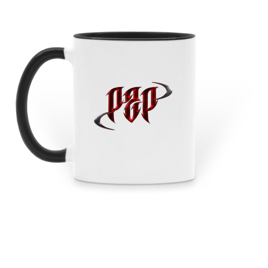 P2P: Origin Drop, a Black Two-Tone Ceramic Mug (back-view)