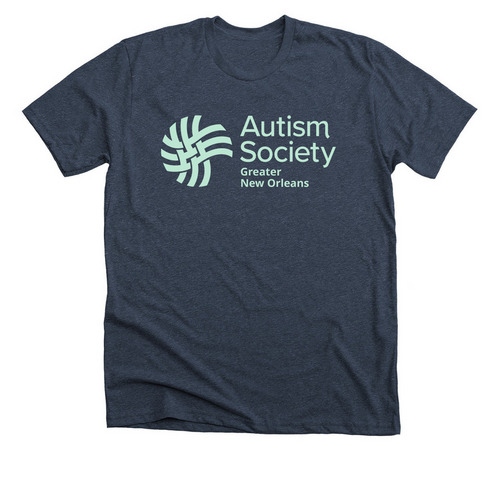 Dark Background Solid Color Logo, a Heather Midnight Navy Premium Unisex Tee