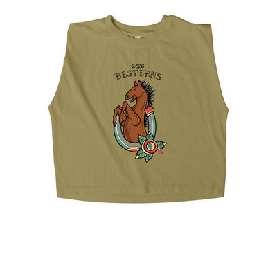 Crop Tops - Besterns 2026, a Faded Army Women's Heavyweight Garment Dye Muscle Tee