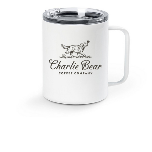 CB Travel Mug, a White Stainless Steel Travel Mug
