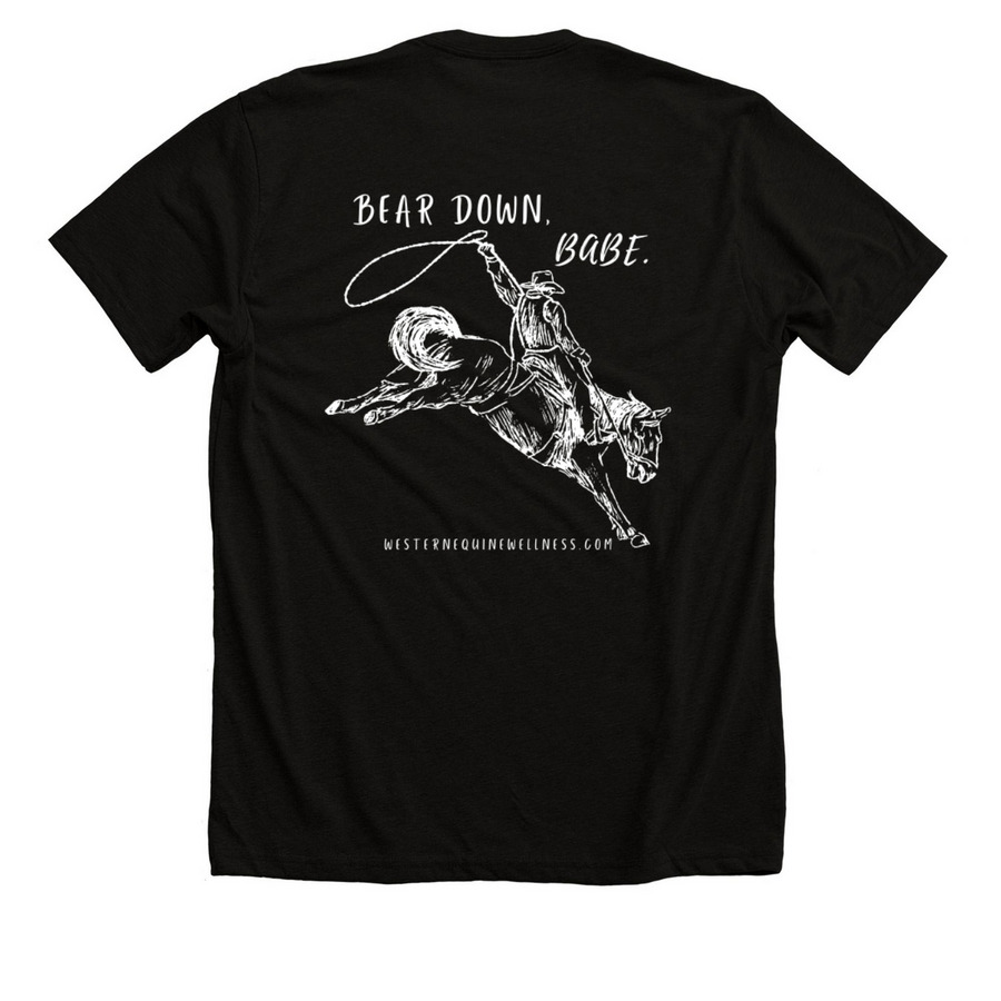 Bear Down, Babe, a Solid Black Blend Premium Unisex Tee (back-view)