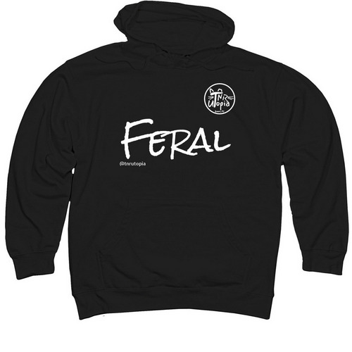 TNR Utopia FERAL, a Black Midweight Pullover Hoodie