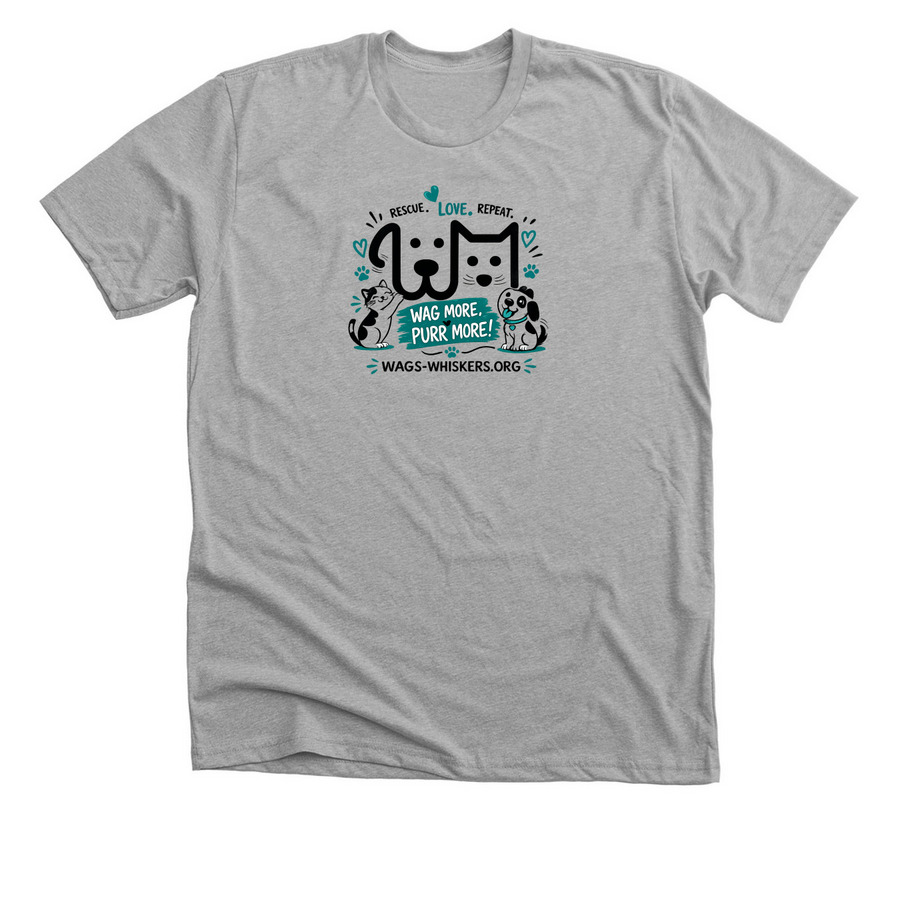 Wag More - Purr More!, a Athletic Heather Premium Unisex Tee