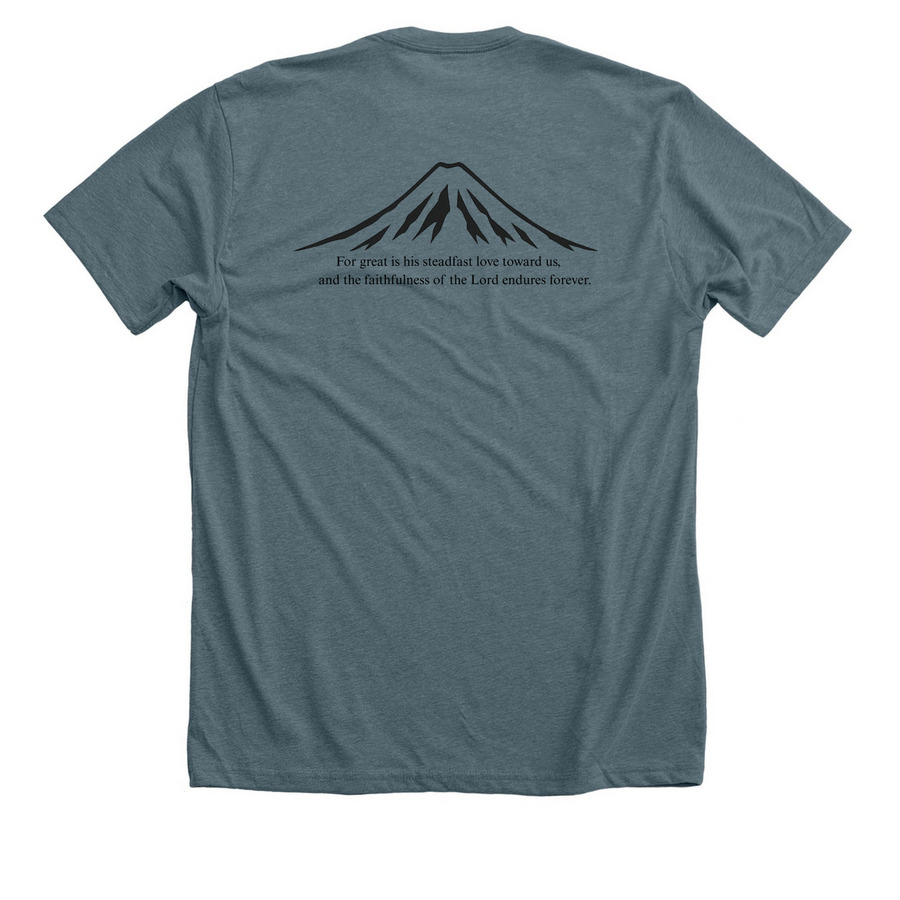 Guatemala Missions Team 2026, a Heather Slate Premium Unisex Tee (back-view)