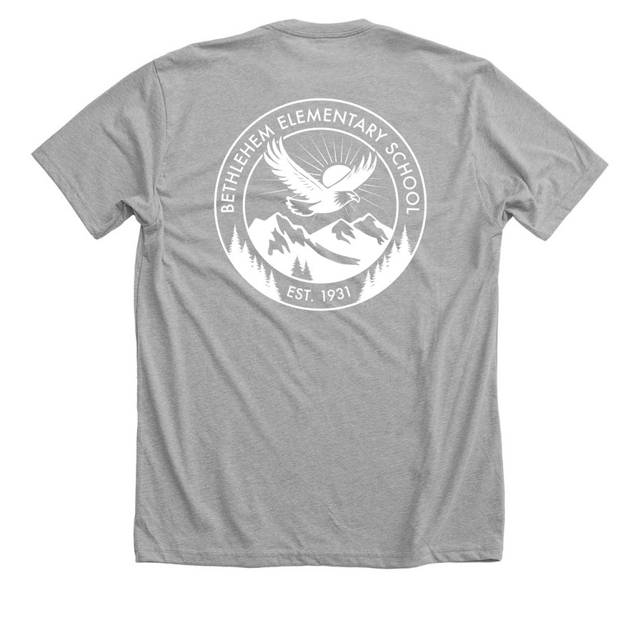 Shirts - White Logo - Front & Back Image, a Athletic Heather Premium Unisex Tee (back-view)