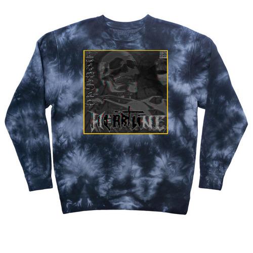 Deceased Barcode, a Black Tie Dye Crewneck Sweatshirt
