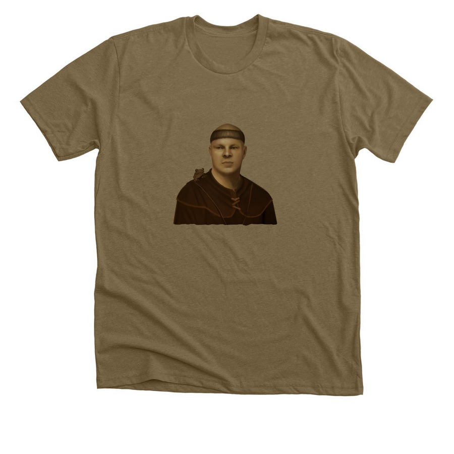 Friar Frogistair, a Heather Olive Premium Unisex Tee