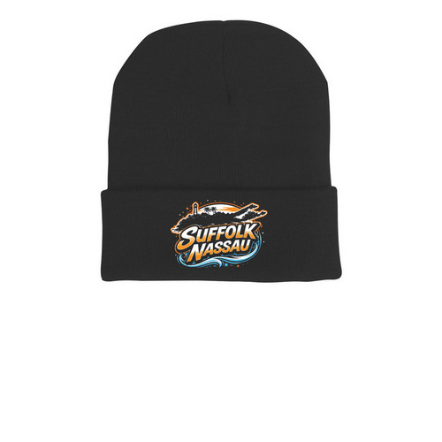 Suffolk Nassau Beanie, a Black Printed Cuffed Beanie