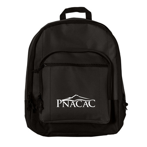 PNACAC Backpacks - White Logo, a Black Everyday Backpack