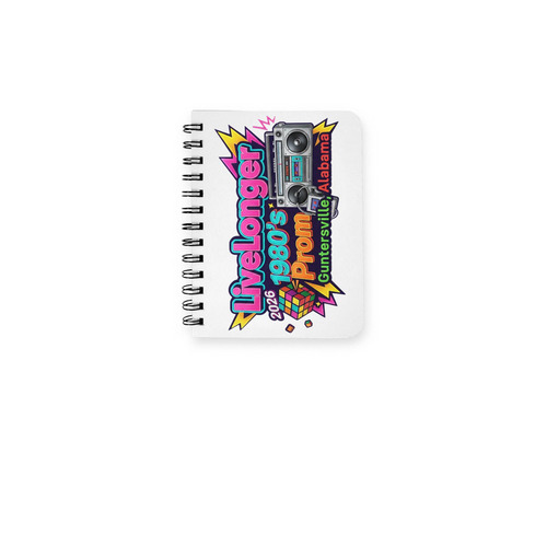 LiveLonger 1980's Prom Notebook, a White Spiral Notebook