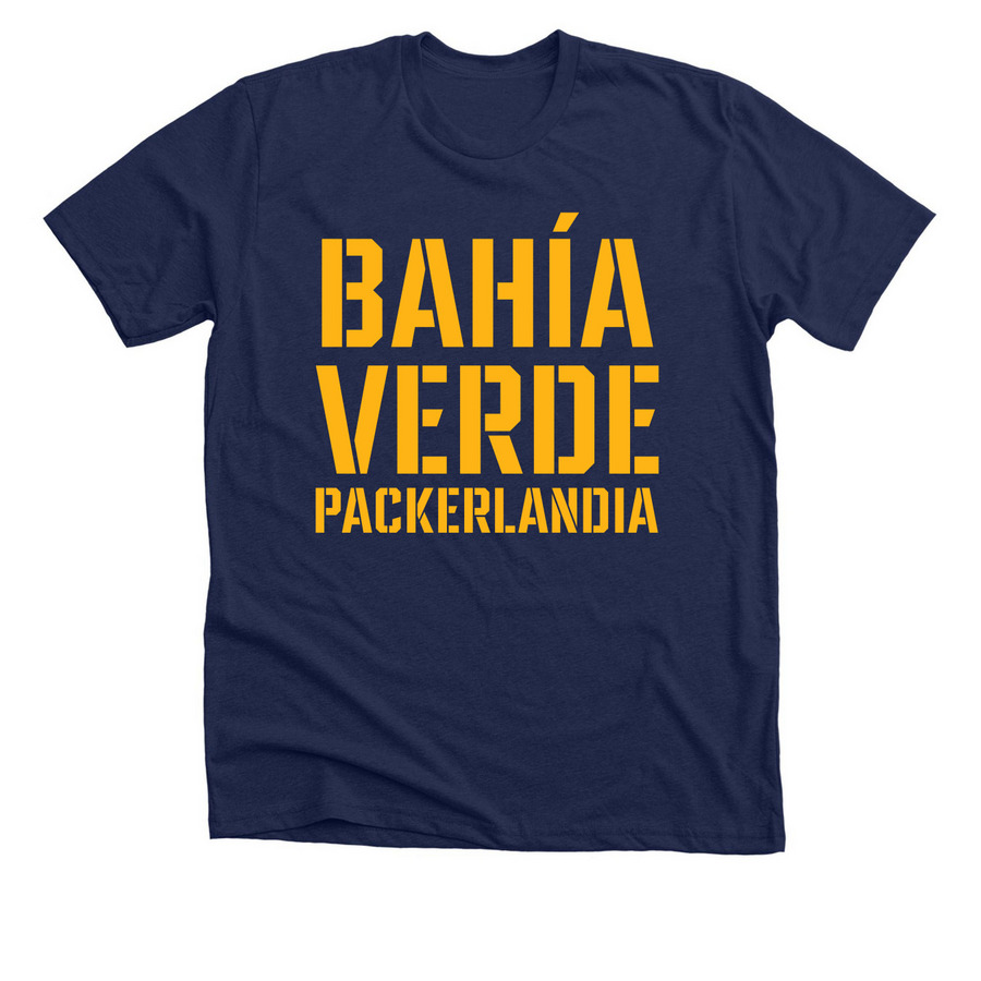 Bah?a Verde Packerlandia Classic Gold, a Solid Navy Blend Premium Unisex Tee