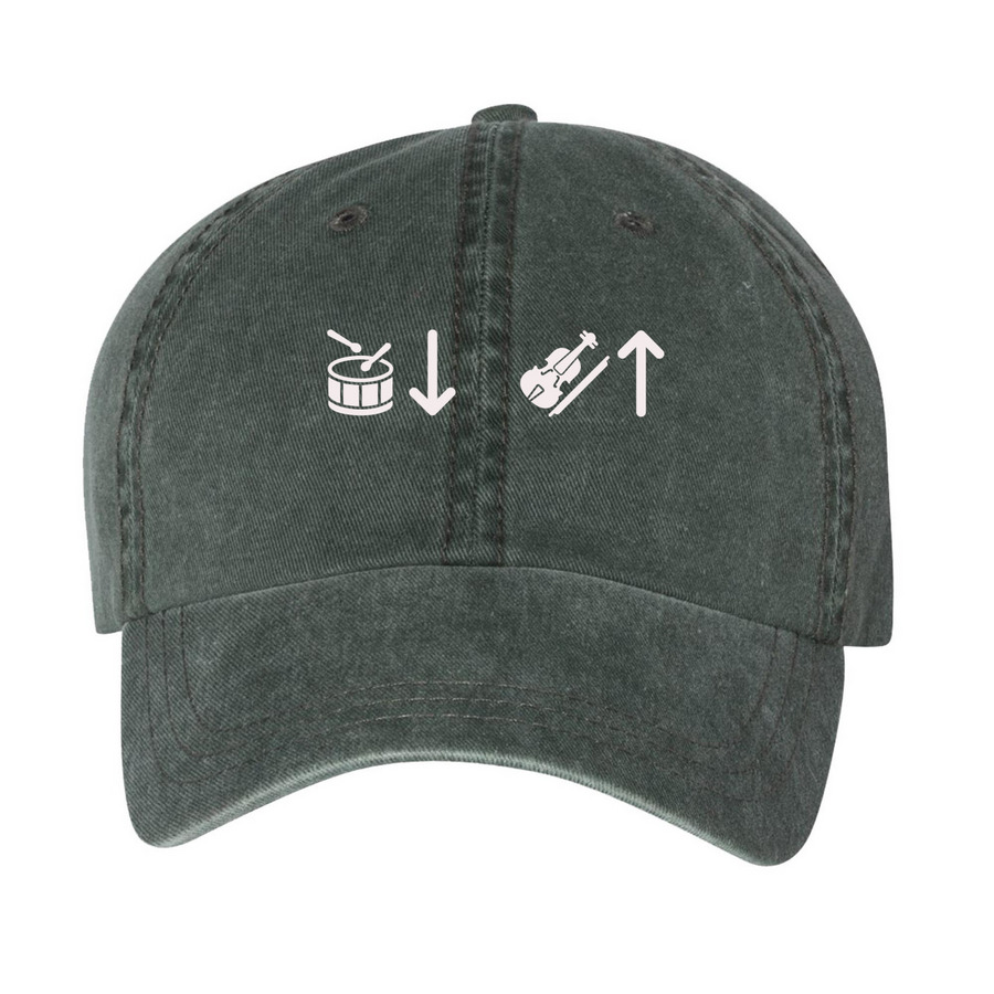 Drums down!&nbsp;Violin up!&nbsp;, a Forest Printed Pigment Dye Baseball Cap