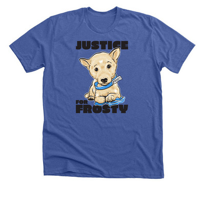 JUSTICE FOR FROSTY, a Solid True Royal Premium Unisex Tee
