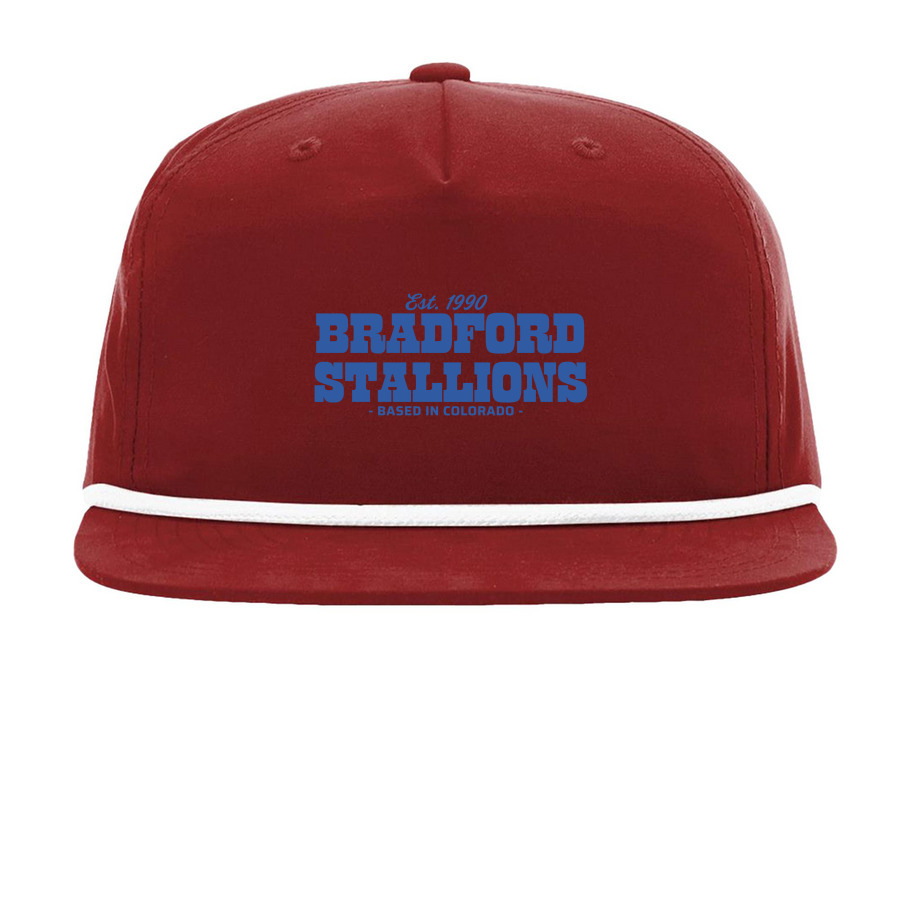 Bradford Stallions Hat 1990, a Cardinal/ White Printed Umpqua Snapback Cap
