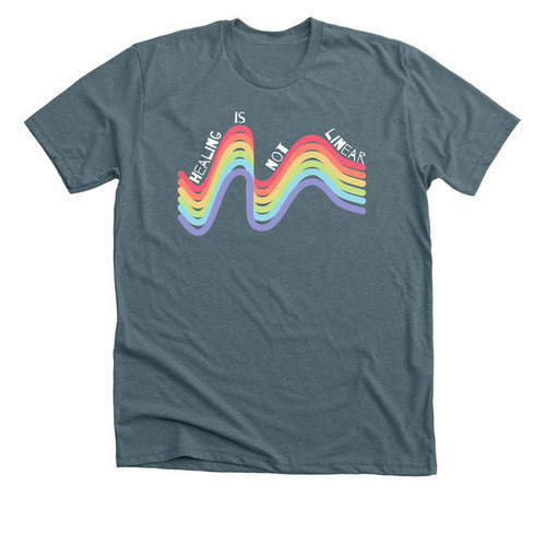 Healing is Not Linear, a Heather Slate Premium Unisex Tee