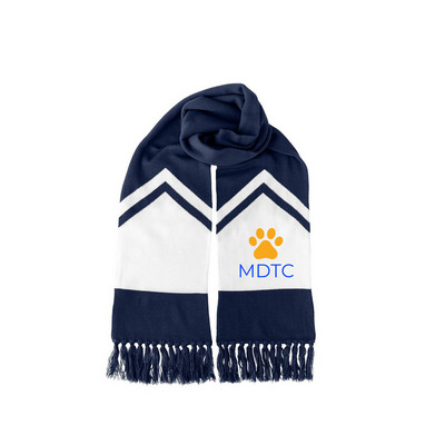 MDTC Scarf, a True Navy/ White Two-Tone Gameday Scarf