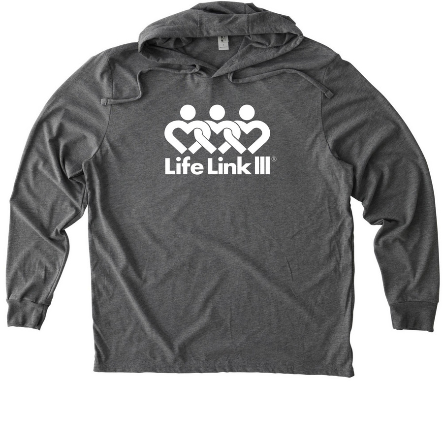 LL3 Basics Collection - White Logo, a Aluminum Grey Allmade Eco Triblend Hoodie Tee