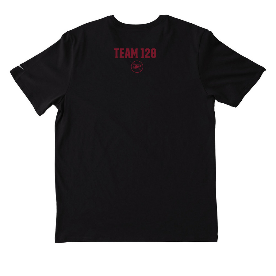 Dog Pound, Team 128 Nike Dri-Fit (No Heli), a Black Nike Dri-FIT Jersey Blend Performance Tee (back-view)