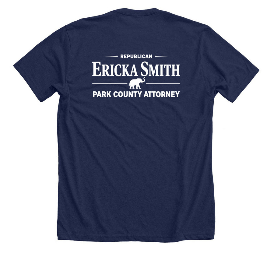 Ericka is Ready on Day One, a Solid Navy Blend Premium Unisex Tee (back-view)