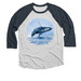 Whales, a Indigo and Heather White 3/4 Sleeve Baseball Tee