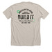 Rooted in the Work., a Heather Dust Premium Unisex Tee (back-view)