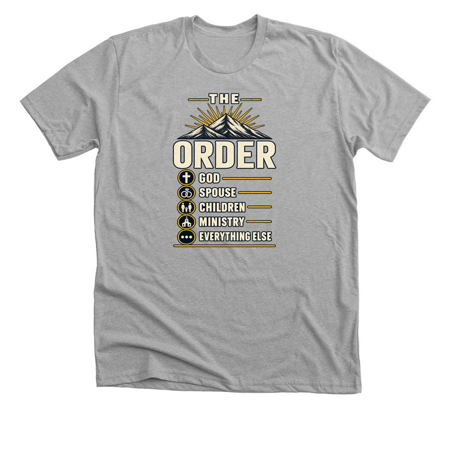The order, a Athletic Heather Premium Unisex Tee