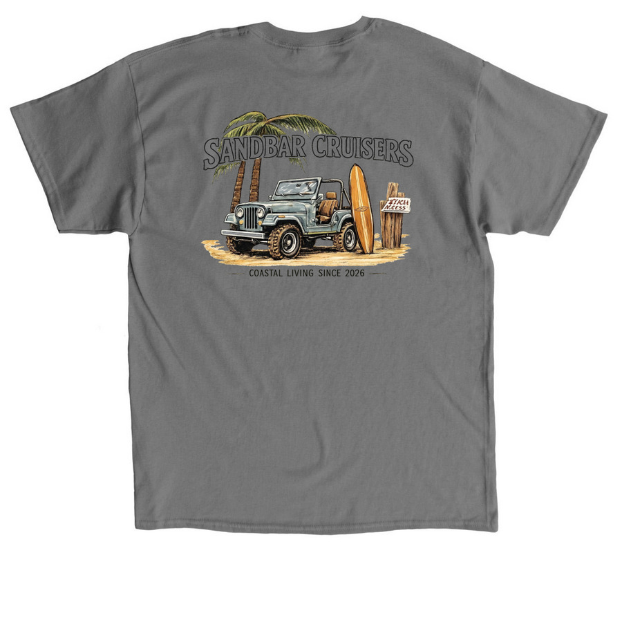 Beach Graphic Tee, a Charcoal Classic Unisex Tee (back-view)