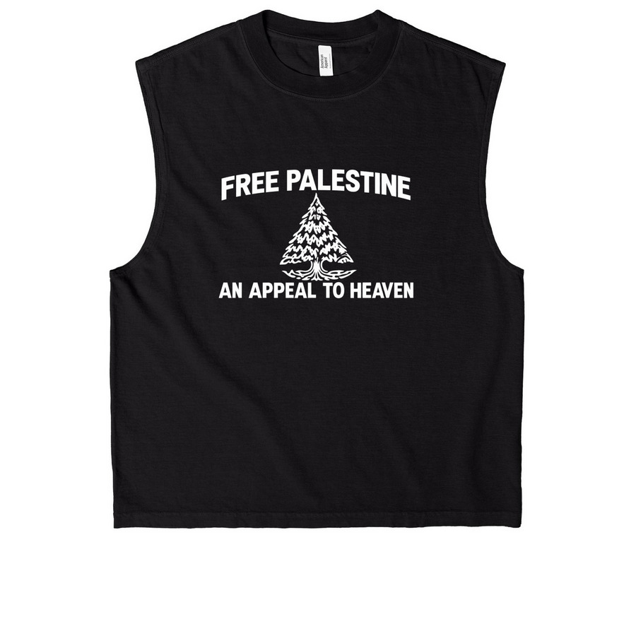 Zach Bryan Free Palestine Tank Top Shirt, a True Black Heavyweight Garment Dye Muscle Tee