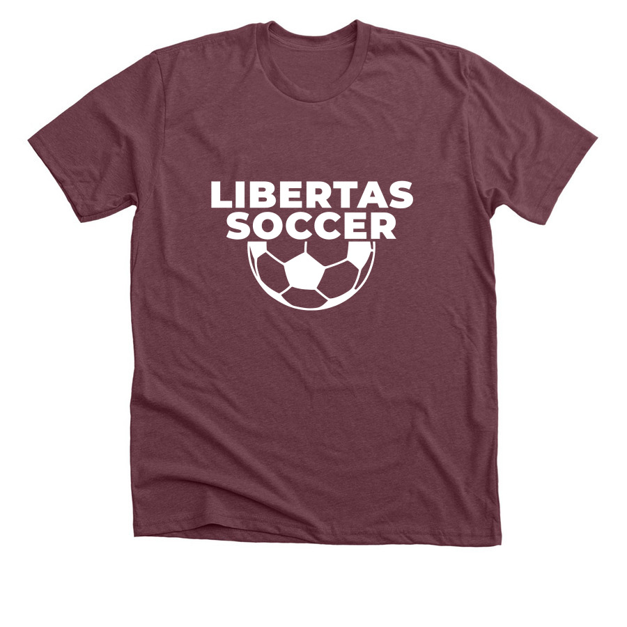 Libertas Soccer, a Heather Maroon Premium Unisex Tee