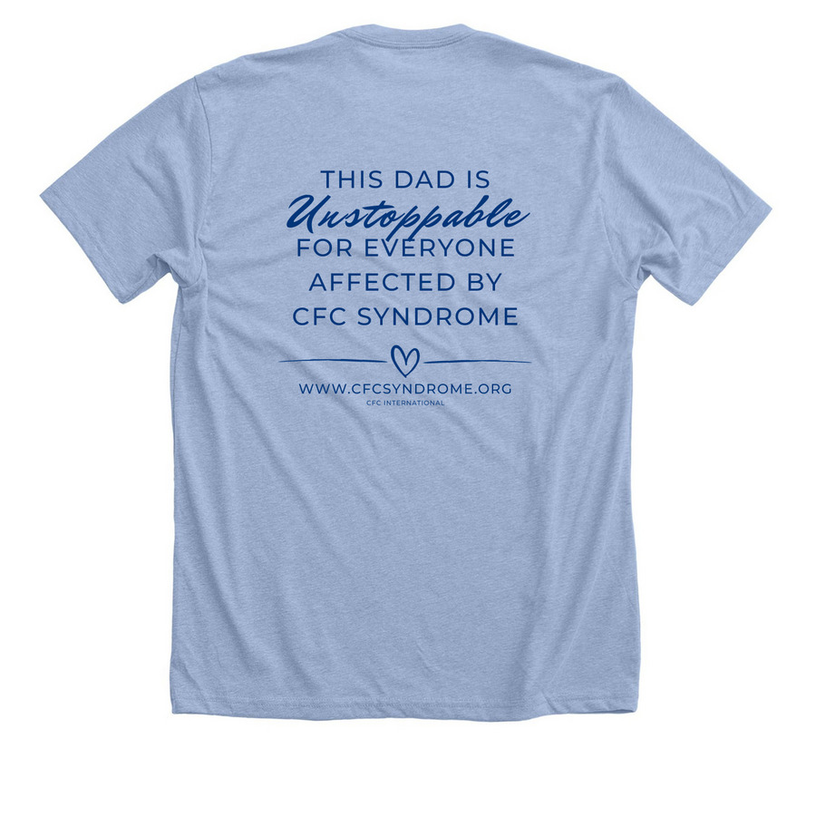 Unstoppable Dad, a Heather Baby Blue Premium Unisex Tee (back-view)