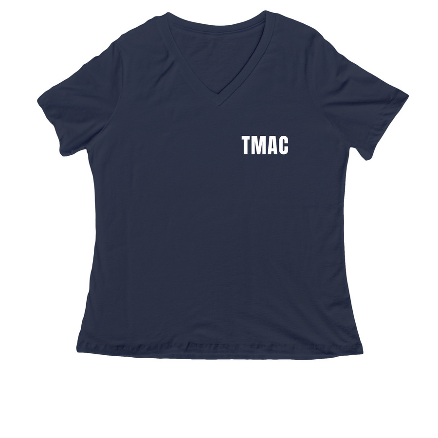 TMAC Logo Apparel, a Navy Women's Relaxed V-Neck Tee