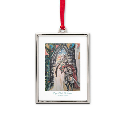 "Meet Me At Dawn", a White Silver Portrait Frame Ornament