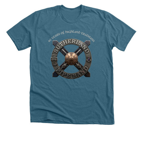 Sutherland 90th - Front Print Tops, a Heather Deep Teal Premium Unisex Tee