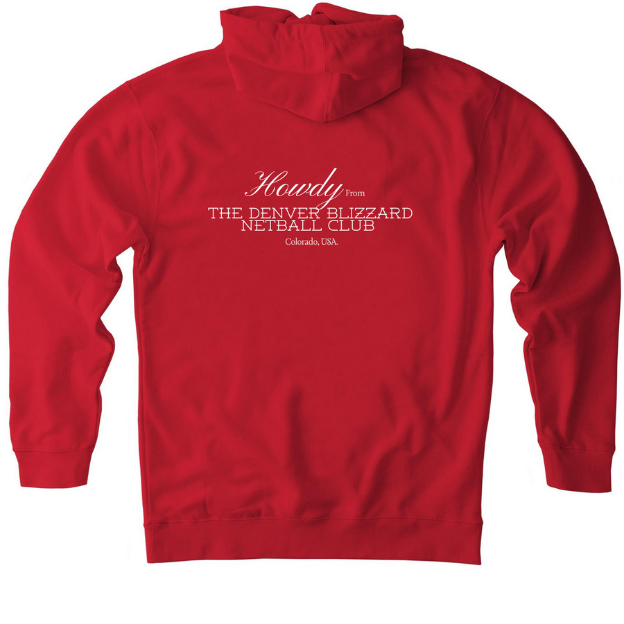 Howdy Design&nbsp;, a Red Heavyweight Pullover Hoodie (back-view)