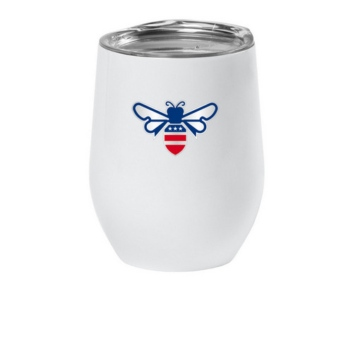 Save The Bees USA Wine Tumbler, a White Insulated Wine Cup