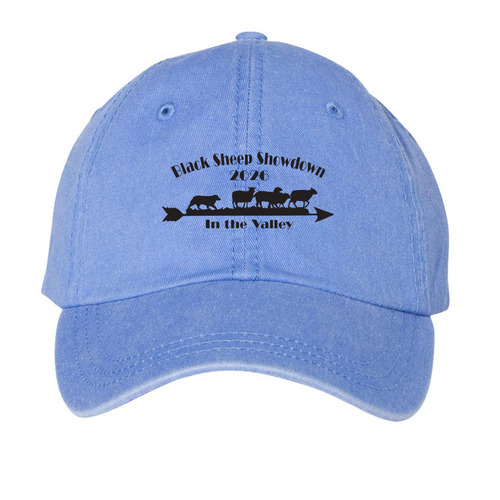 2026 Black Sheep Showdown Hats (Black Logo), a Periwinkle Printed Pigment Dye Baseball Cap