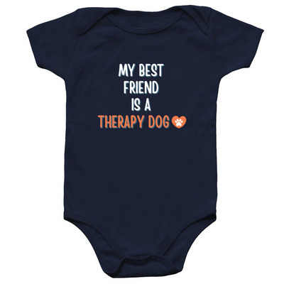 Bestie is a Therapy Dog - Infant, a Navy Infant Onesie